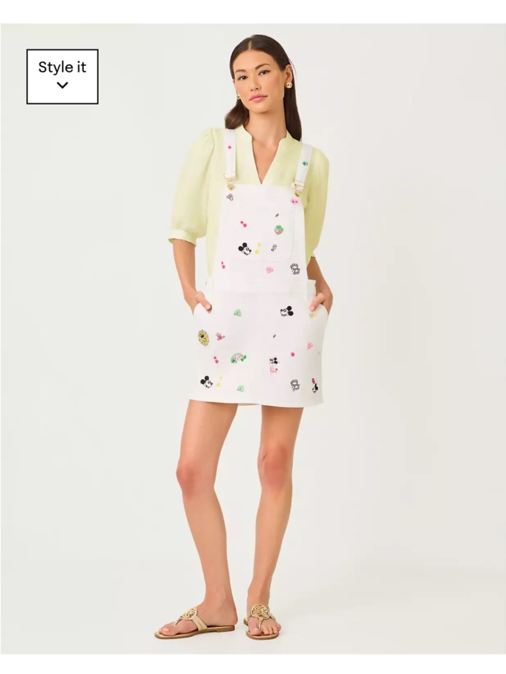 Lilly Pulitzer White Embroidered Overall Skirt with Multi-Color Motifs - Picture 4 of 7
